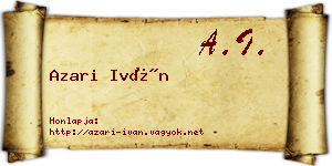 Azari Iván névjegykártya